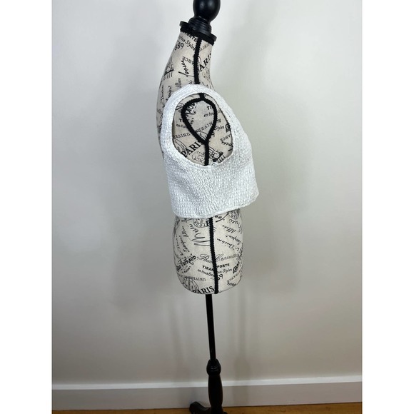 Rylee Anns White Wide strap Square neck Ruched Crop top - Picture 4 of 8